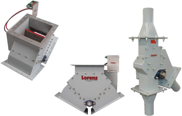three different styles of Lorenz 2-way sealed gravity diverters