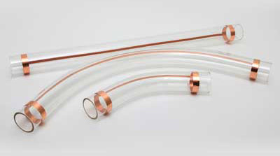 three Morris Coupling Company glass bends with copper